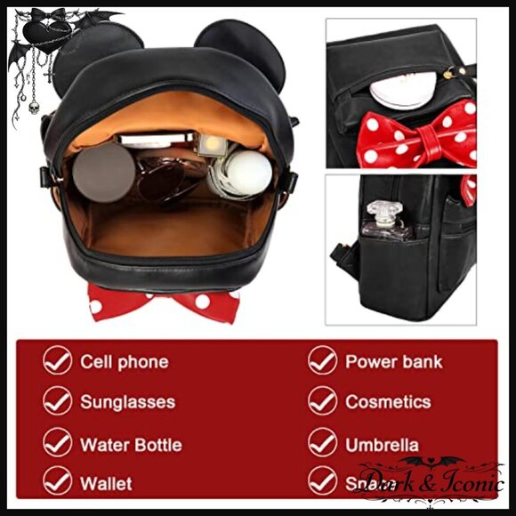 Mini Mouse Ear Backpack Purse with Bow Convertible to Crossbody Bag